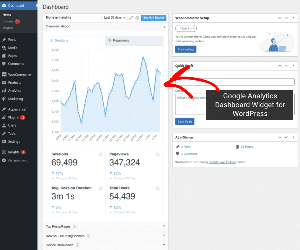 适用于 WordPress 的 Google Analytics 仪表板小部件