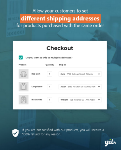 YITH Multiple Shipping Addresses WooCommerce商城多个送货地址插件