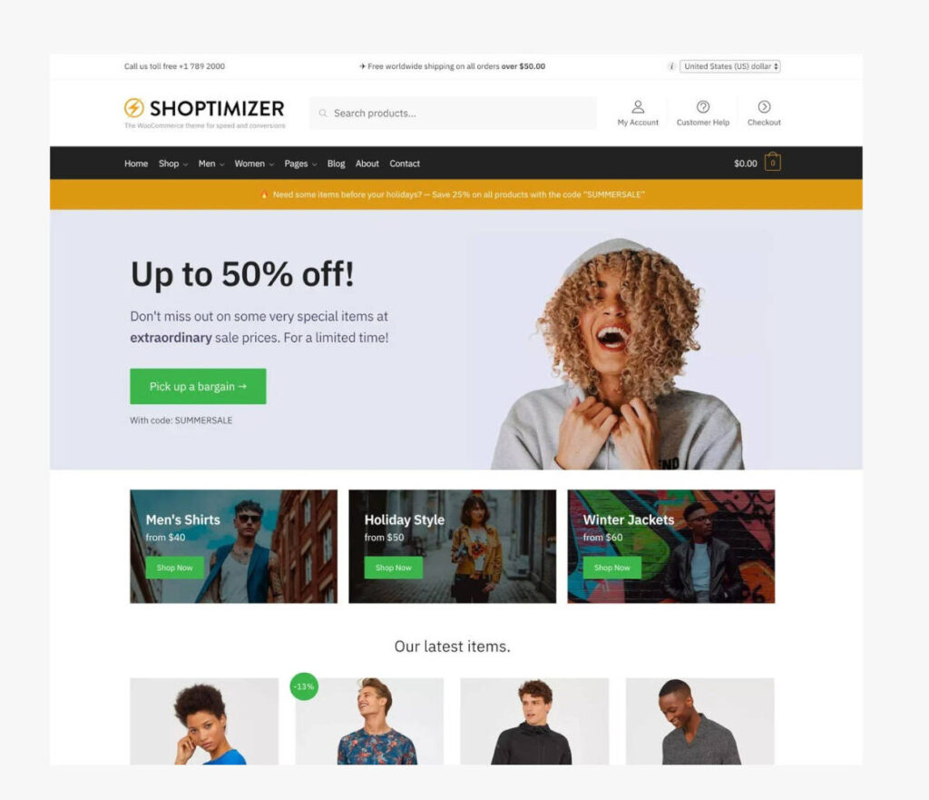 Shoptimizer WordPress上最快的WooCommerce电商平台主题